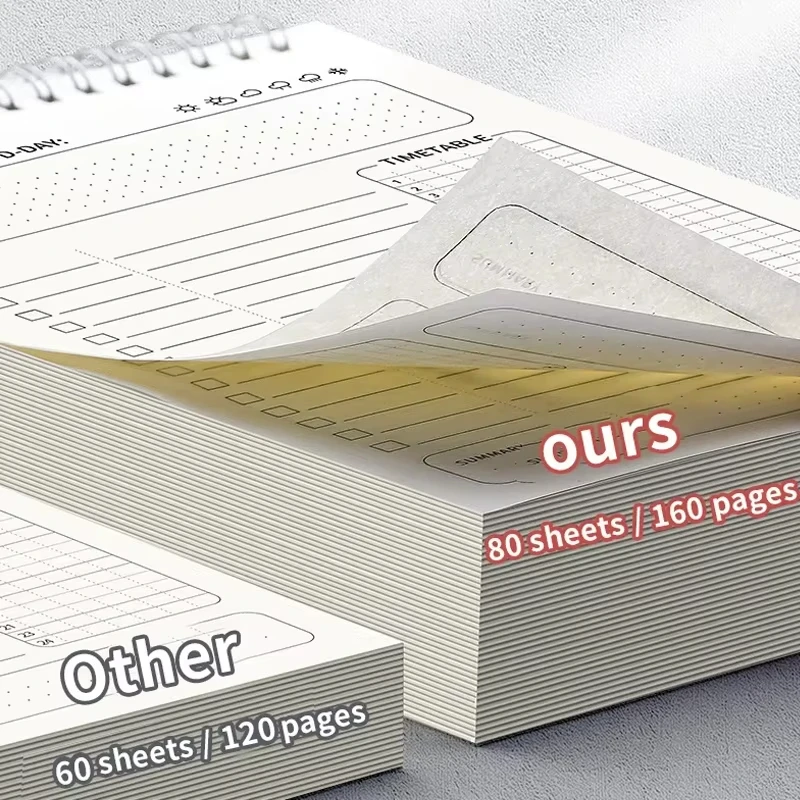 1 قطعة جدول مخطط دوامة A5 دفتر جداول الخطة اليومية للقيام قائمة المفكرة 160 صفحة سميكة مكتب اللوازم المدرسية القرطاسية