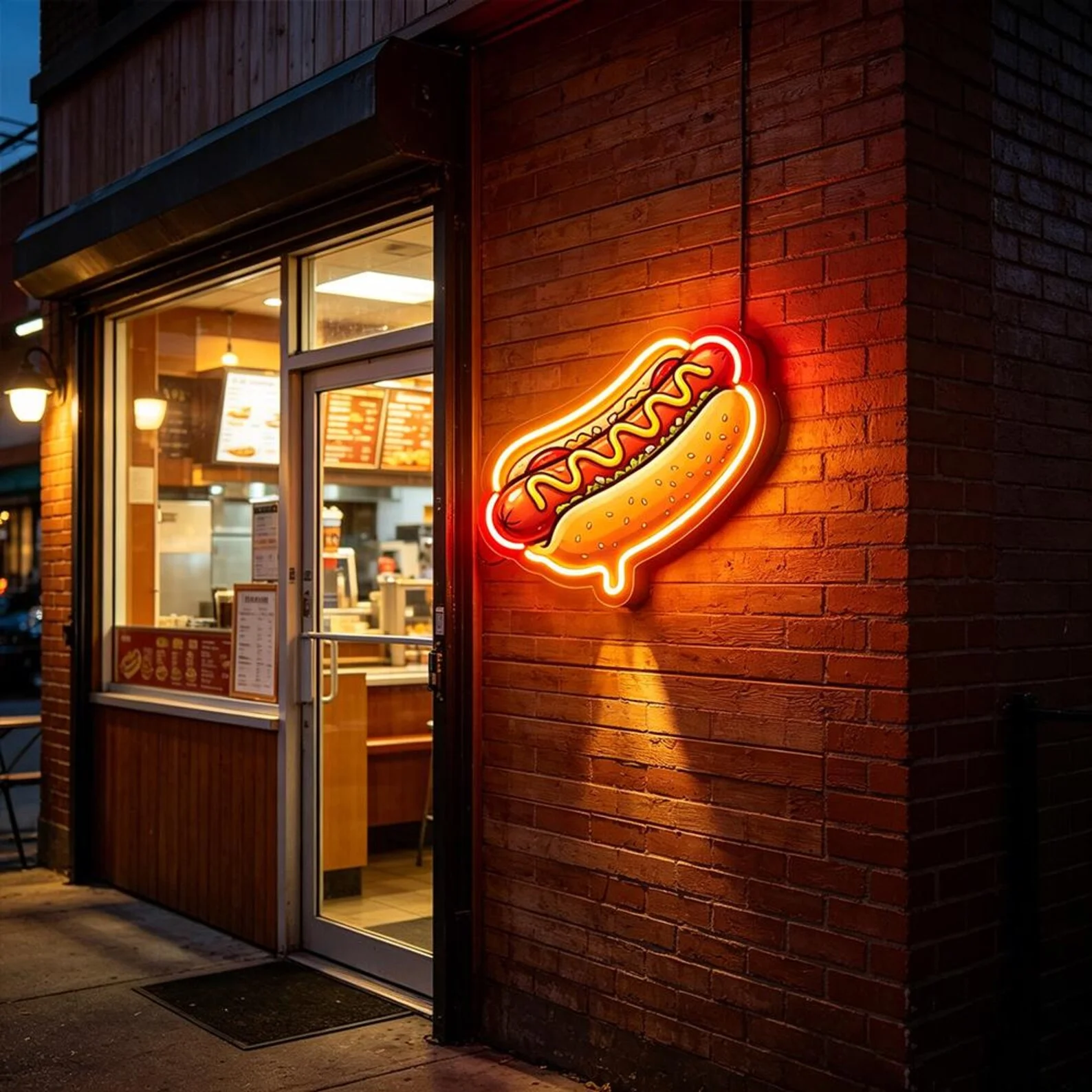 Hot Dog Neon Sign LED Light, Fast Food Wall Decor Lamp for Restaurant Bar Kitchen Diner, USB Acrylic Neon Sign Gift