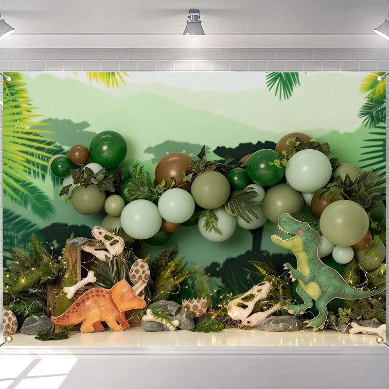 

LS Prehistoric Party Pals Dinosaur Party Backdrops Kids Baby Birthday Cake Smash Props Child Adult Photocall Forest Backgrounds