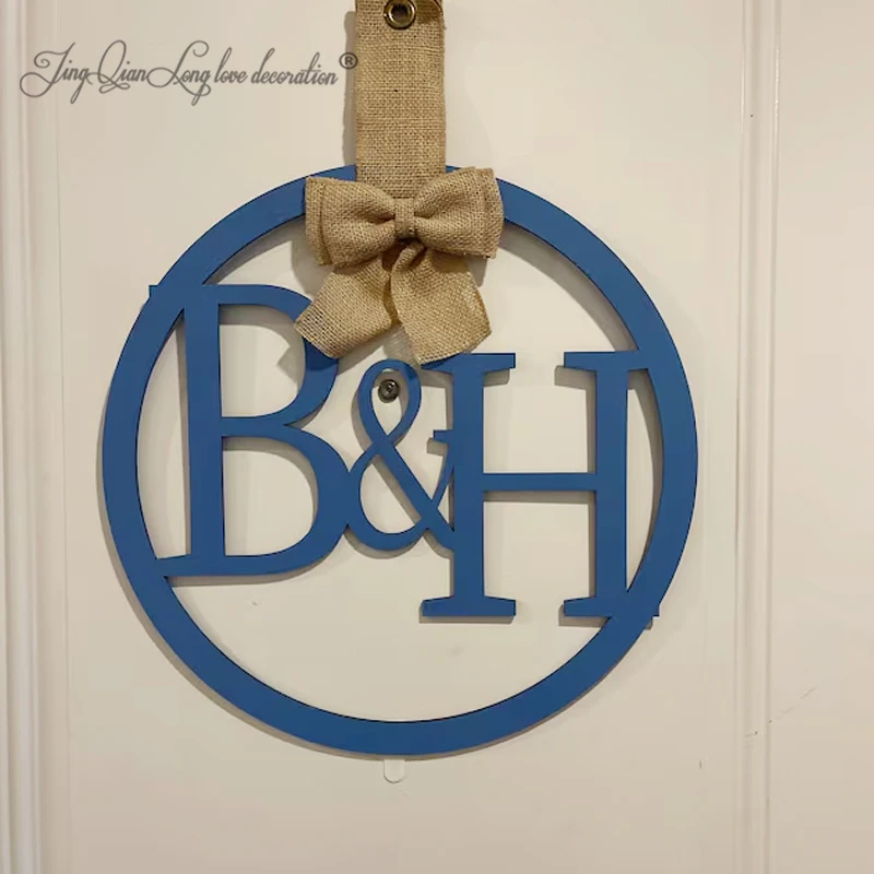 Custom Two initials Wooden monogram wall hanging-Family name-Personalized-Wedding or Birthday