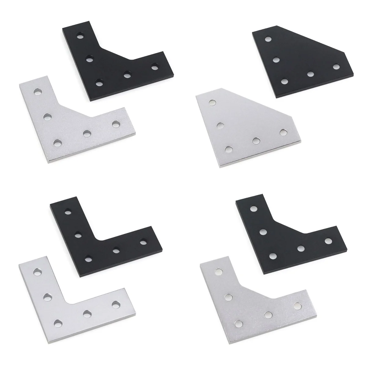 2Pcs/lot L Type 5 Holes 90Degree Joining Corner Connector Plate Angle Bracket Joint Strip for 2020 Aluminum Profile