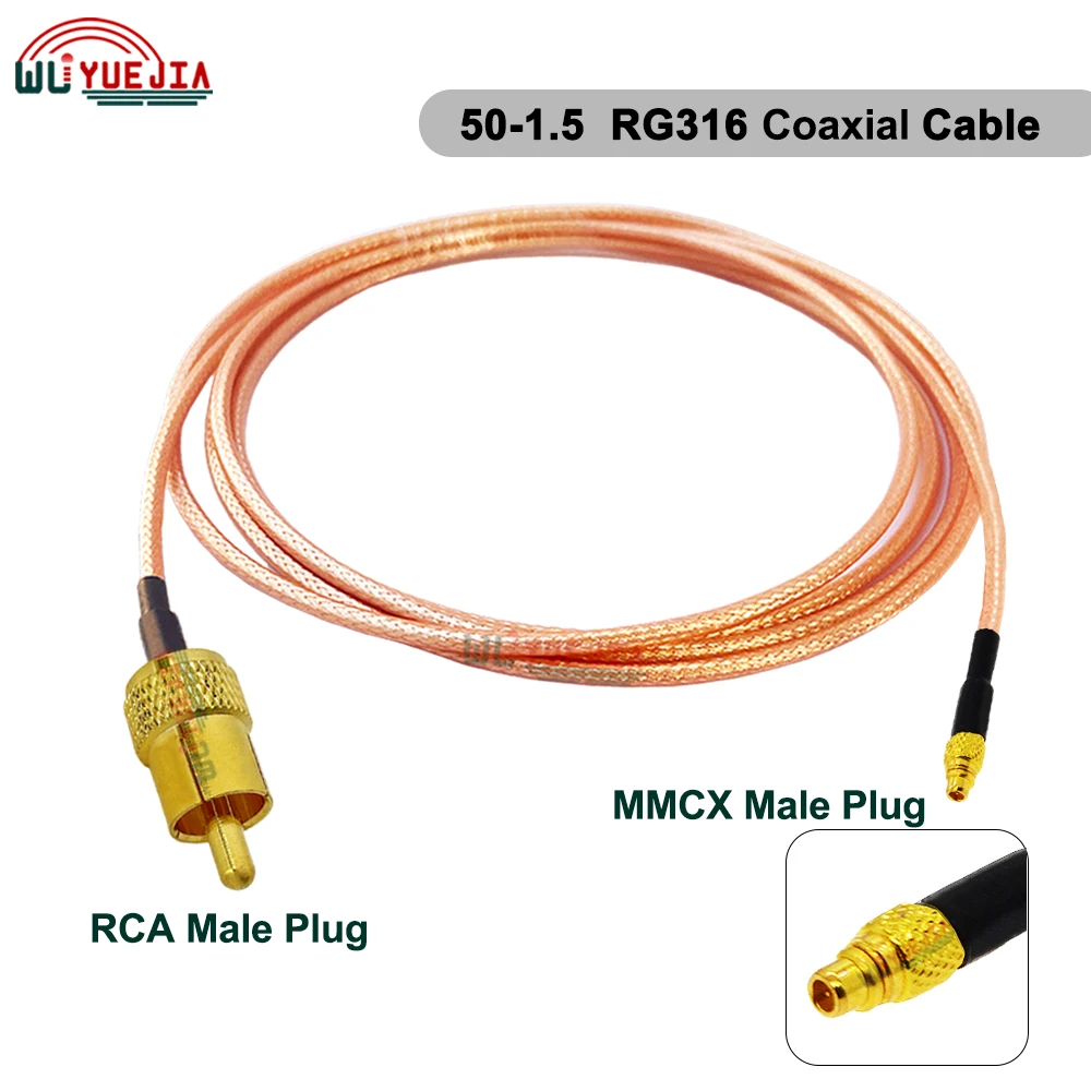

1Pcs MMCX Male to RCA Male Plug RG-316 RF Cable RCA MMCX Type Connector 50-1.5 Low Loss RF Coaxial Cable 10 CM-20 Meters