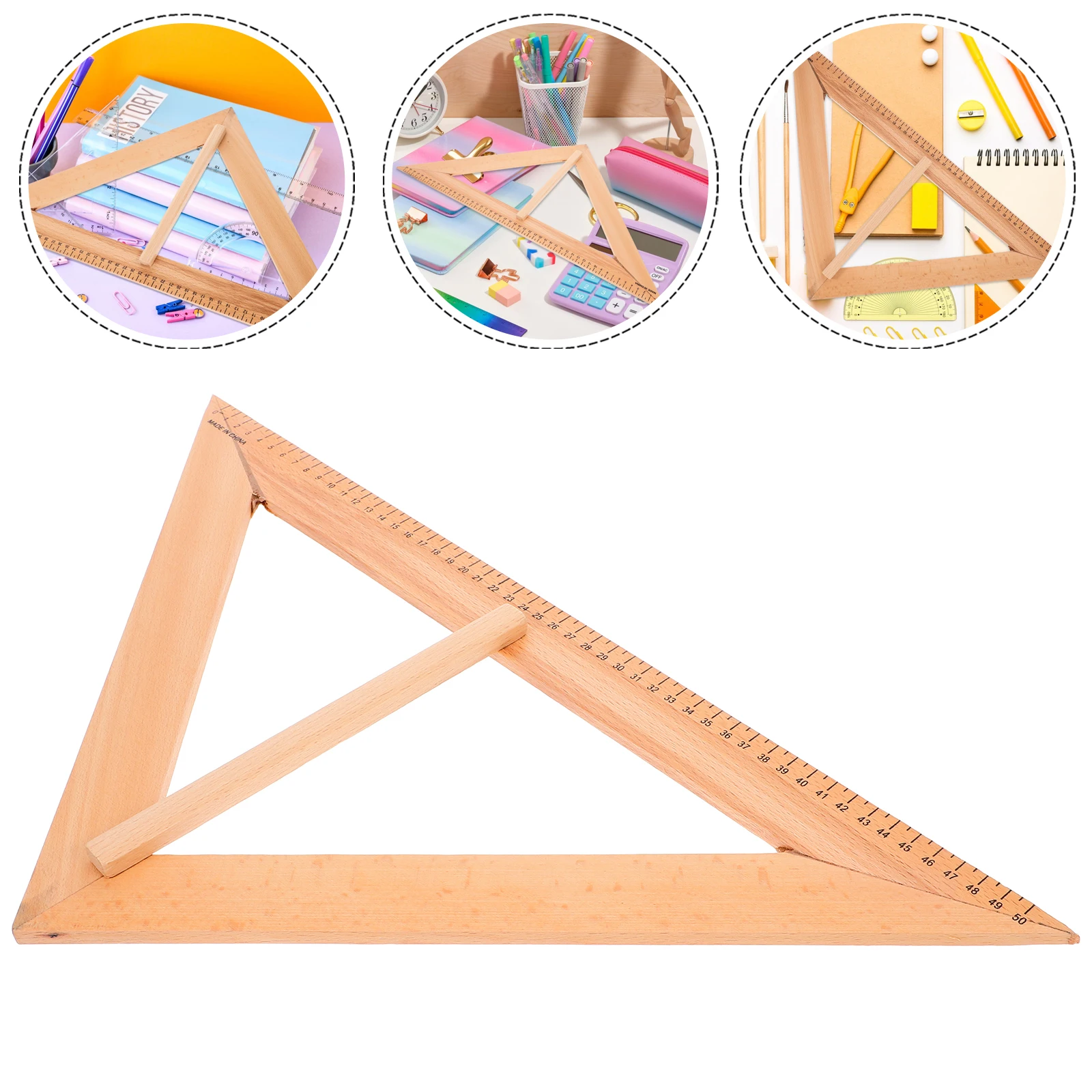 Triángulo de aula de geometría de enseñanza de plástico resistente para medición de ángulo, herramienta de dibujo de matemáticas de escala clara, ligero