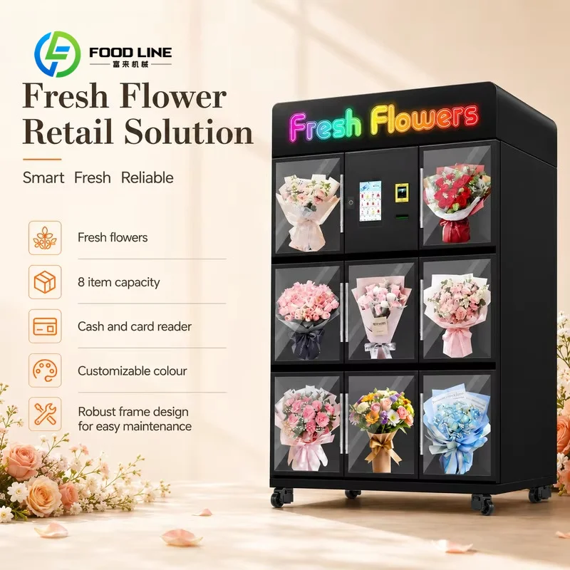 Customized 10T Fresh Flower Vending Machine With 4C to 25C Refrigerated Storage for Self Service Flower Retail