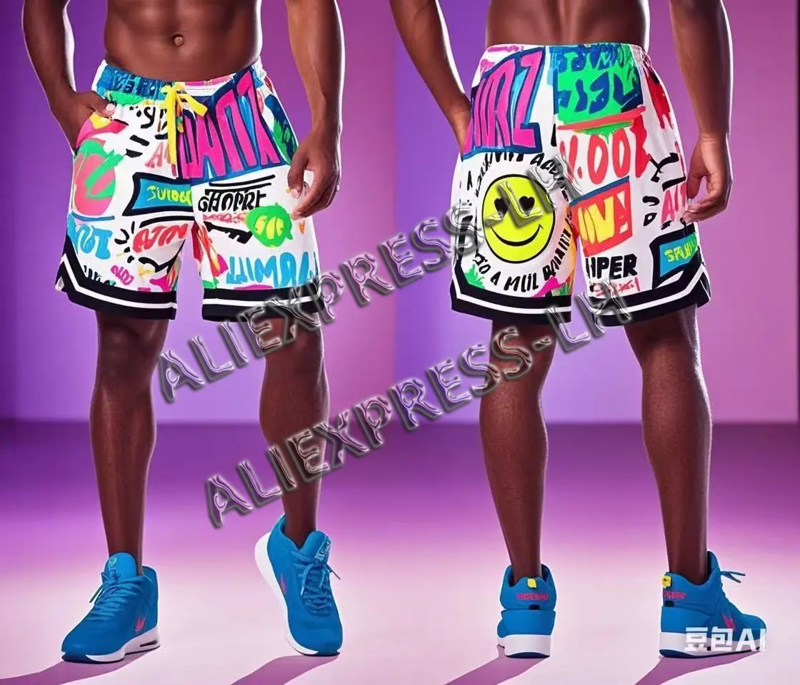 

2025 Summer Hot-selling Adult Fashion Trend Dance Music Loose Fast-drying Loose Shorts Fitness Sports Polyester Fiber M-4XL Y2K