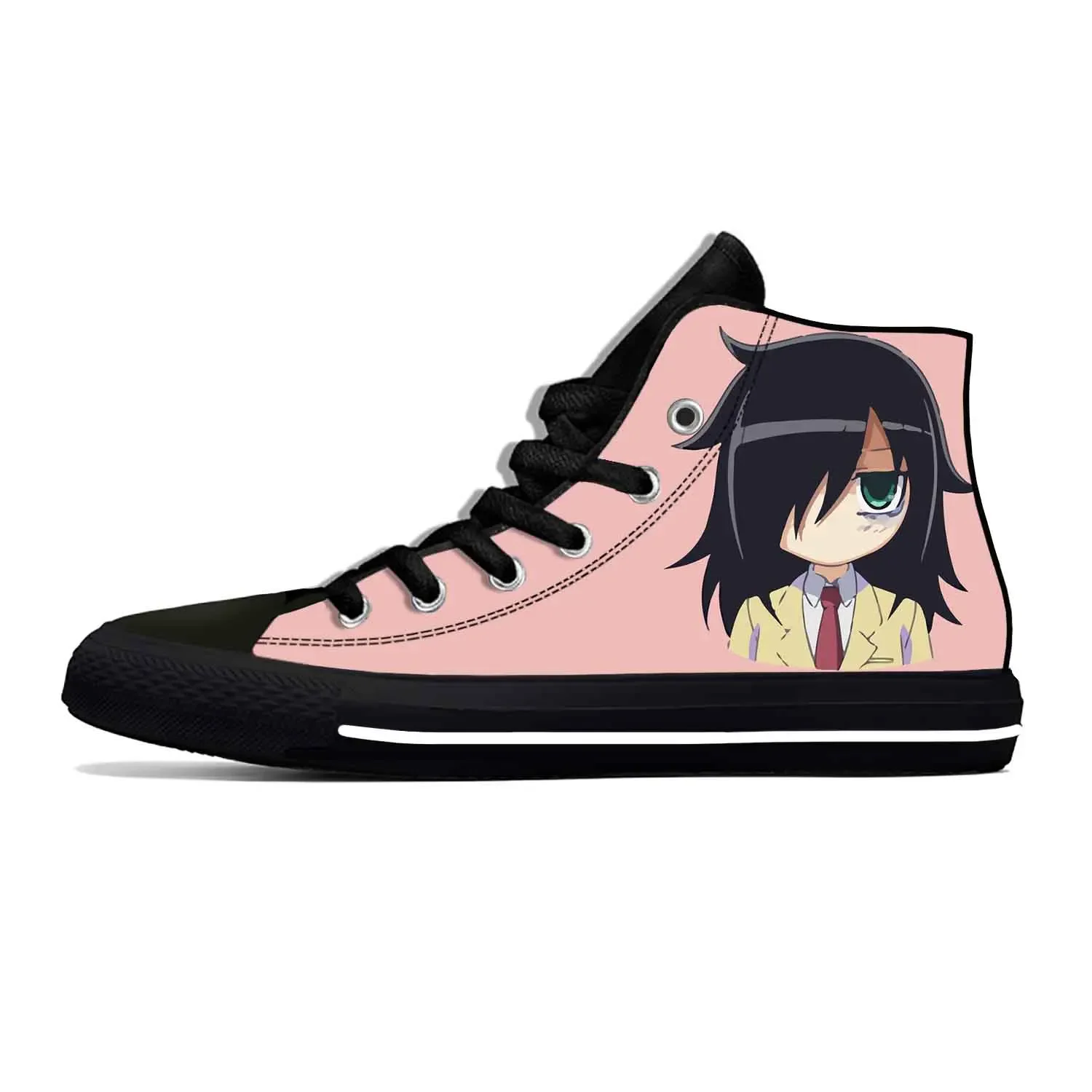 Watamote Kuroki Tomoko รองเท้าผ้าลำลองญี่ปุ่น, รองเท้าผ้าใบระบายอากาศน้ำหนักเบาพิมพ์ลาย3D