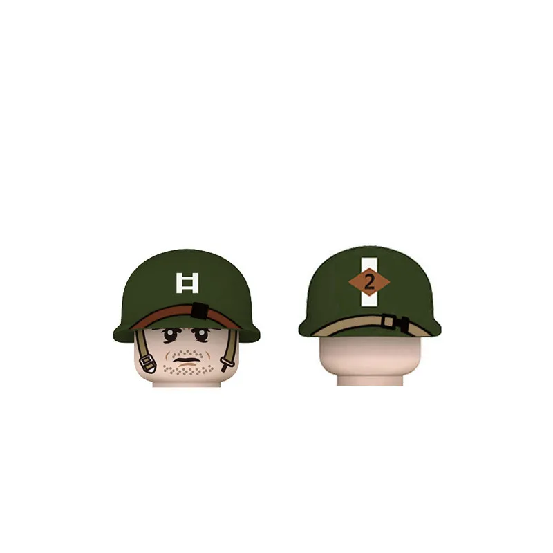 WW2 German US Soviet Soldier Figure Helmet  Military Building Block  Printed Camouflage Hat Accessories Brick Gift Toy Kids J055