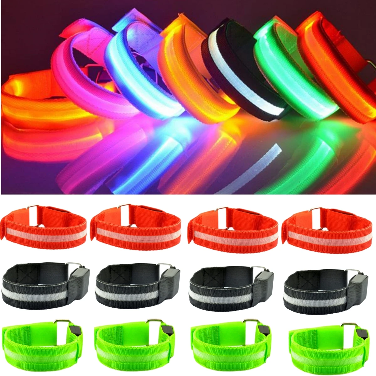 4/2/1 قطعة LED تضيء شارة البطارية نوع الذراع حزام مختلف وضع انبعاث الضوء متعدد السيناريو معصمه الدراجات الجري #1