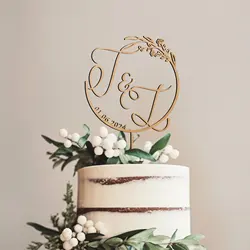 Custom Initial Wedding Cake Toppers, Rustic Wedding Gold Cake Toppers, Retro Anniversary Gift, Wedding Decorations
