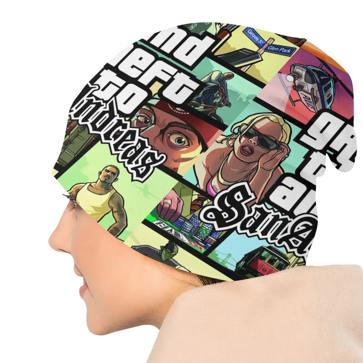 Custom Unisex Bonnet Winter Warm Knit Hat Grand Theft Auto San Andreas Hip Hop Beanies Caps Adult GTA Video Game Beanie Hats Cap