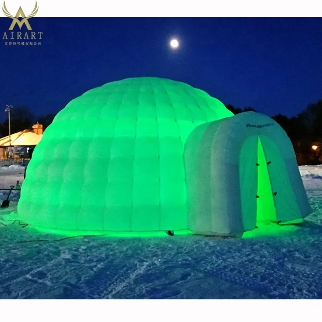 Snow Winter Day Christmas Igloo Tent , Portable Led Lighting Inflatable Dome Tent for Sale Z05