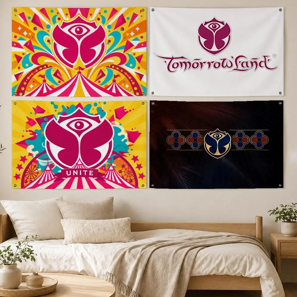 Tomorrow Electronic Music Festival Flags Room Bedroom Home Outdoor Wall Hanging Concert Printed Background Decoration Art Banne