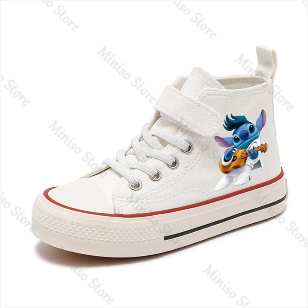 Seizoenen Meisje High-Top Lilo Stitch Meisje Kind Canvas Schoen Disney Casual Cartoon Comfort Schoenen Kinderen Print Jongens Tennisschoenen