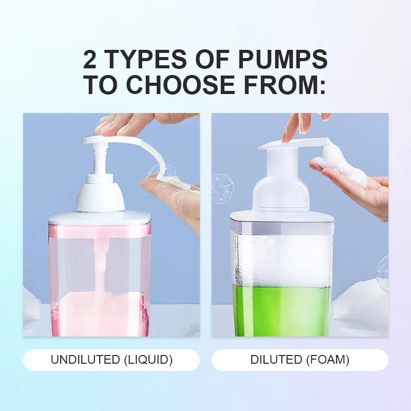 420ml Hand Soap Dispenser Set 2 Pack Liquid Soap Bottle Refillable Empty Shampoo Conditioner Container for Bathroom Supplies