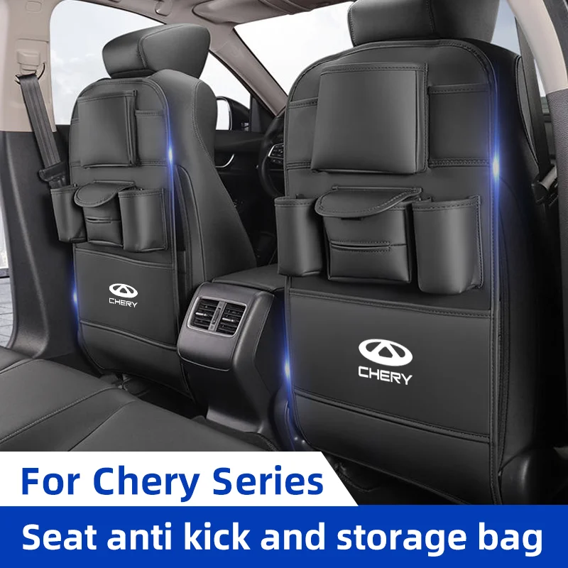 Car Seat Back Organizer for Chery Tiggo 2 3 4 5 6 7 3X 5X Pro arrizo T11 Backseat Storage Bag with Hook Tissue Bag Anti Kick Pad