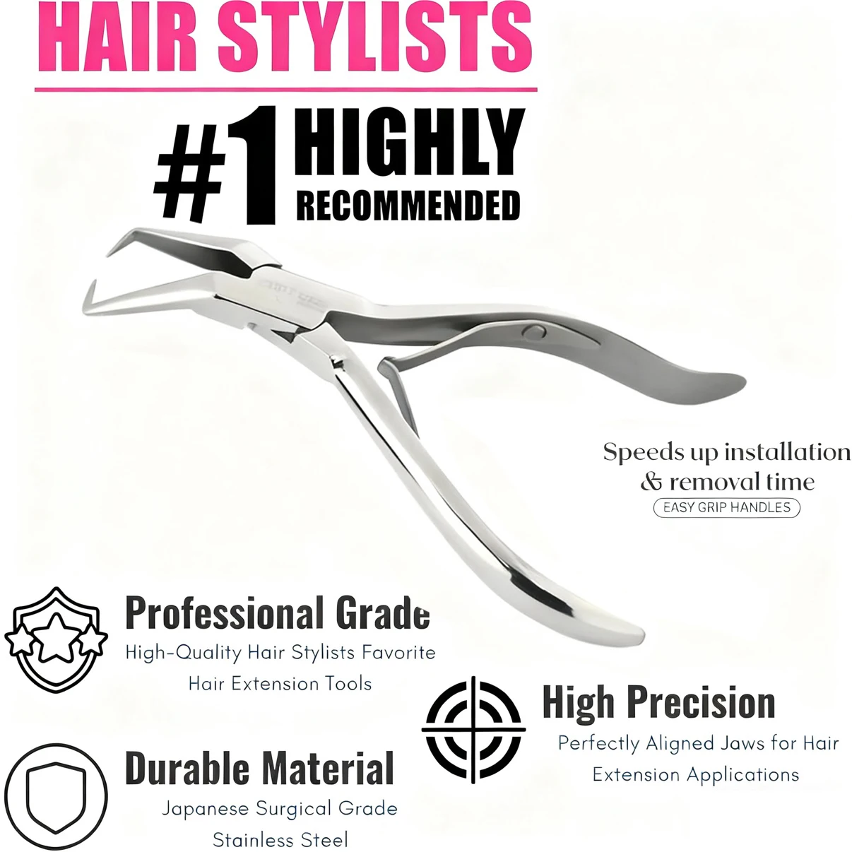 

Hair Extension Tools Microlink Bead Remover Plier for Hair Extensions Removal Micro Ring Beads Opener 5.5 Inch Pliers Silver