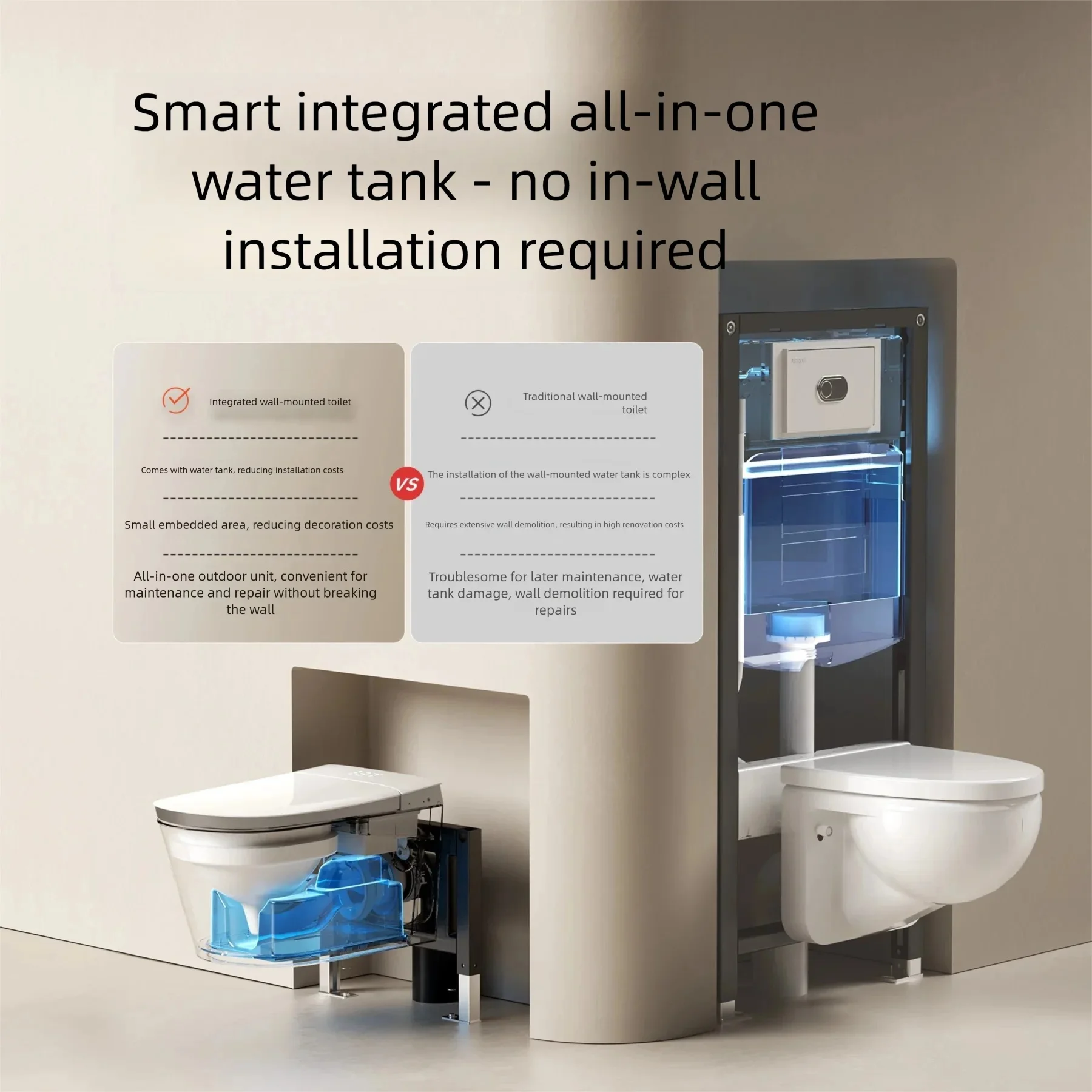Wall Mounted Smart Siphon Toilet With Deodorization System Good Load Bearing Capacity For Home
