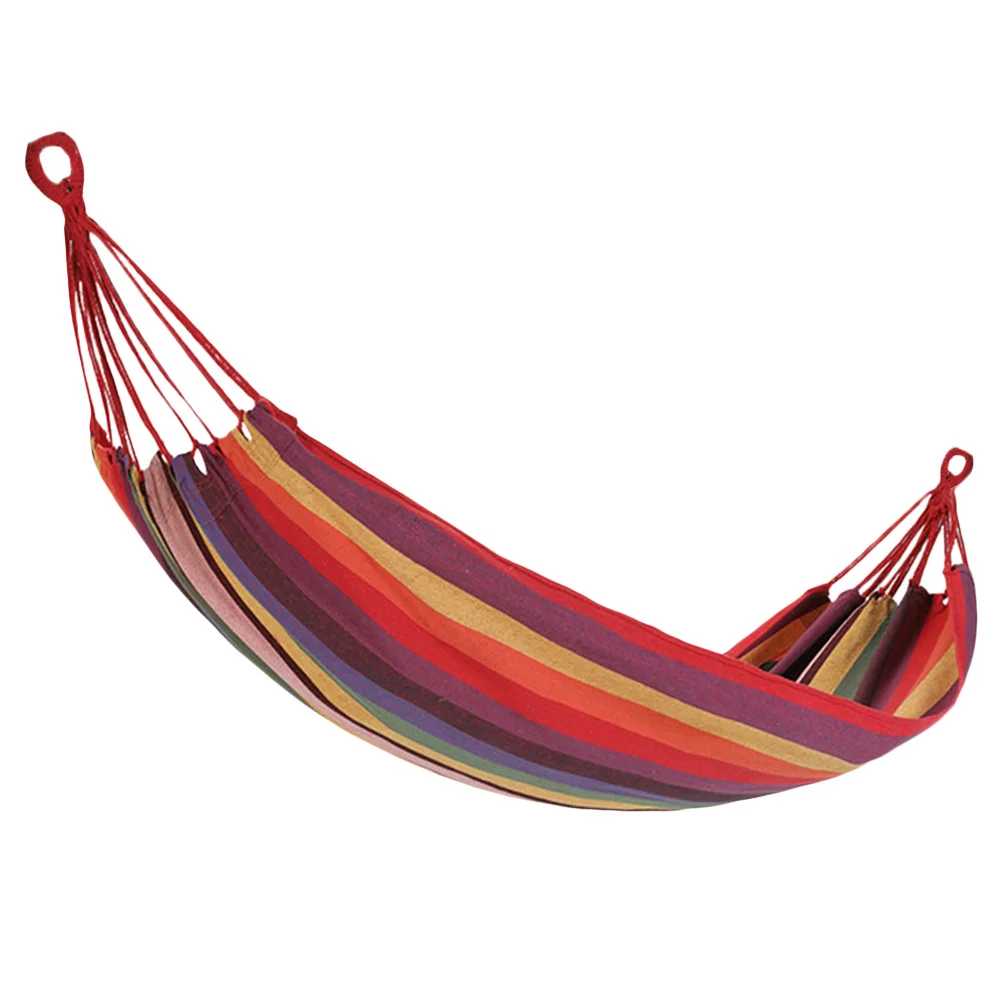 

280x100cm Durable Canvas Hammock Lightweight Striped Garden Swing for Solo Travel Camp Relax Outdoor Hammock Canvas Swing