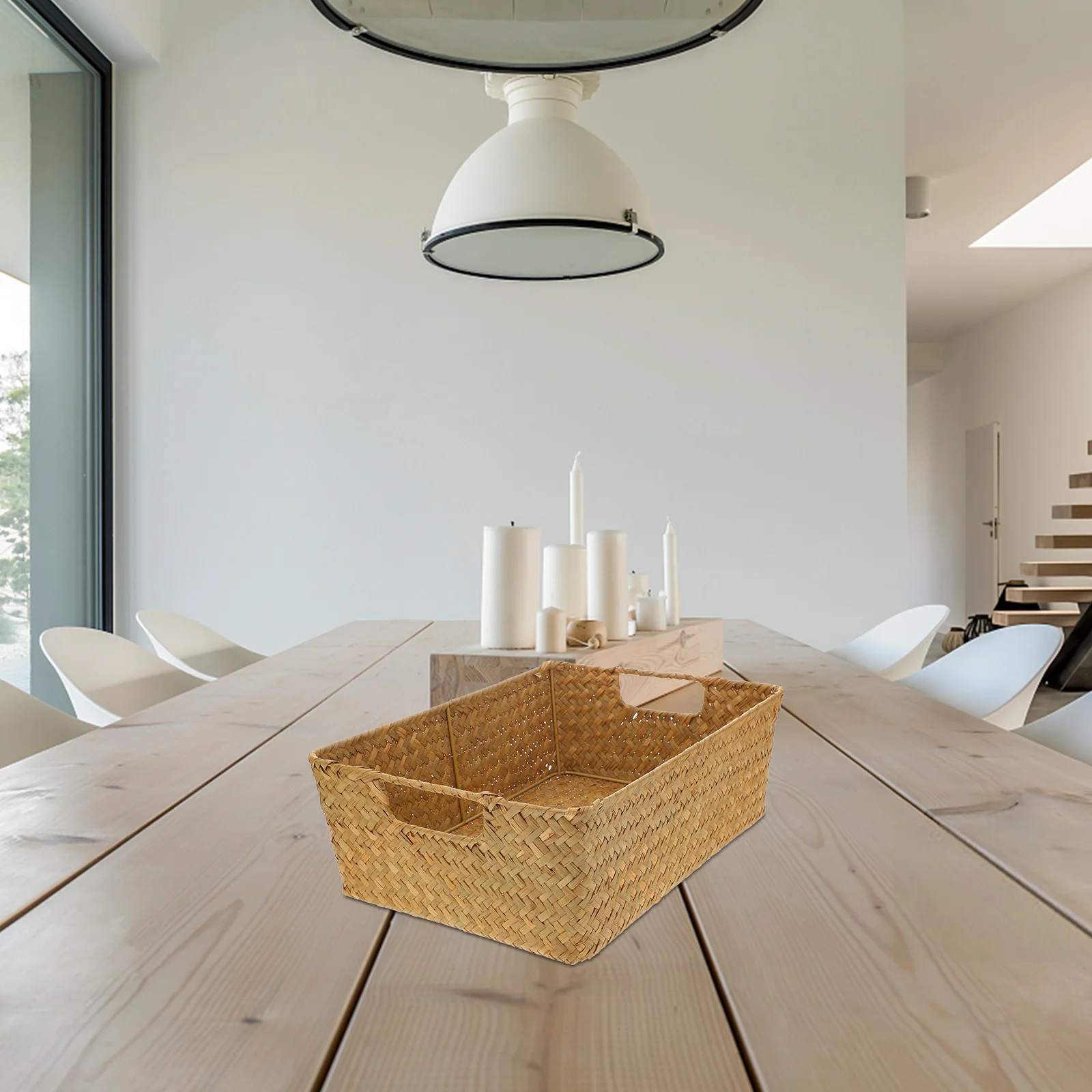 Storage Basket Rectangular Seaweed Practical Handmade Bin Trash Cans Snack Woven Straw Handwoven Child Baskets