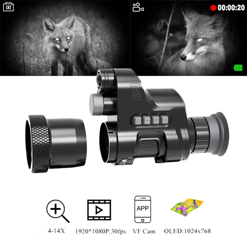 ZIYOUHU-Infrared Night Vision Riflescope, Reticle Aim Monocular Night Vision Goggles, Rangefinder, Optional for Tactical Hunting