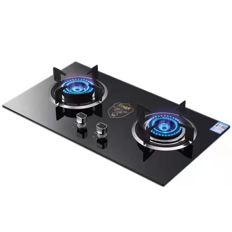 2022 Trending Top  2 Burner Cooker Gas Stove LPG NG Built in Tempered Glass Black Gas Range Cooktops
