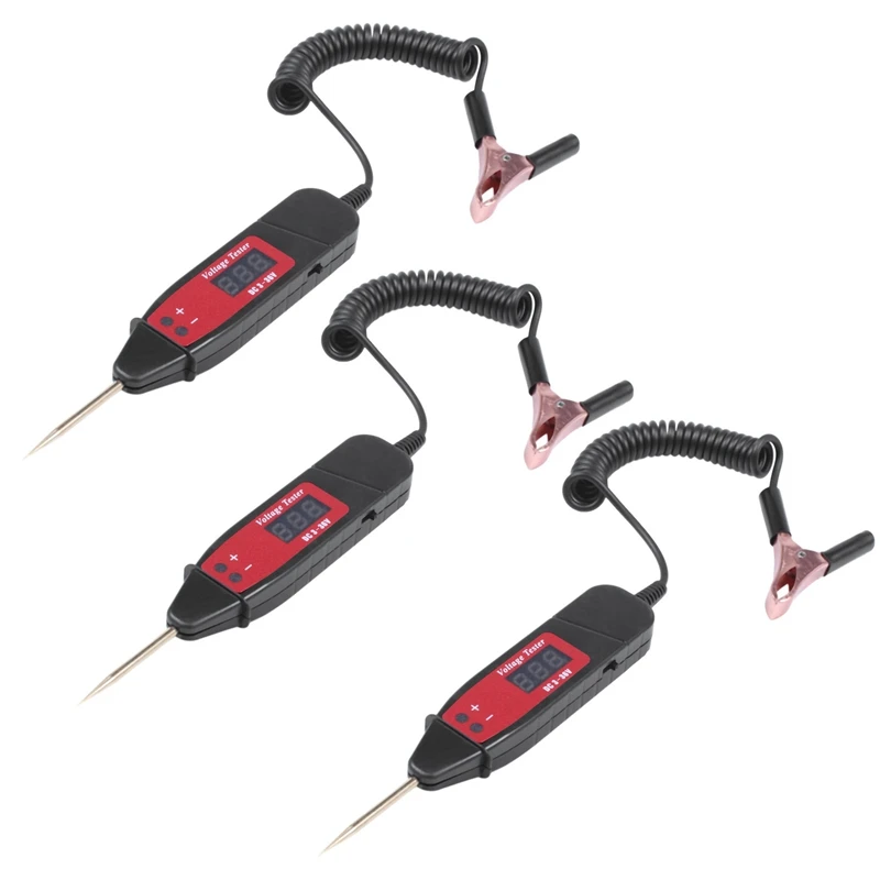 3X Universal 5-36V Car Digital Lcd Voltage Test Pen Professional Car Tester Pencil Detector With LED Light