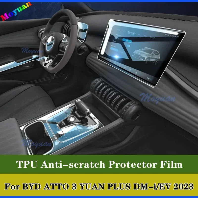 

For BYD ATTO 3 YUAN PLUS DM-i/EV 2023 Car Center Console Media Dashboard Navigation TPU Anti-scratch Protector Film Car Interior