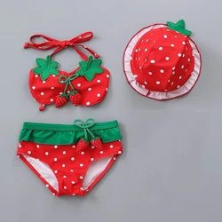 2024 Baby Badmode Kids Meisjes 3 Stuks Badpak Bikini Zomer Kinderen Schattige Aardbei Ananas Badmode Voor Strandvakantie