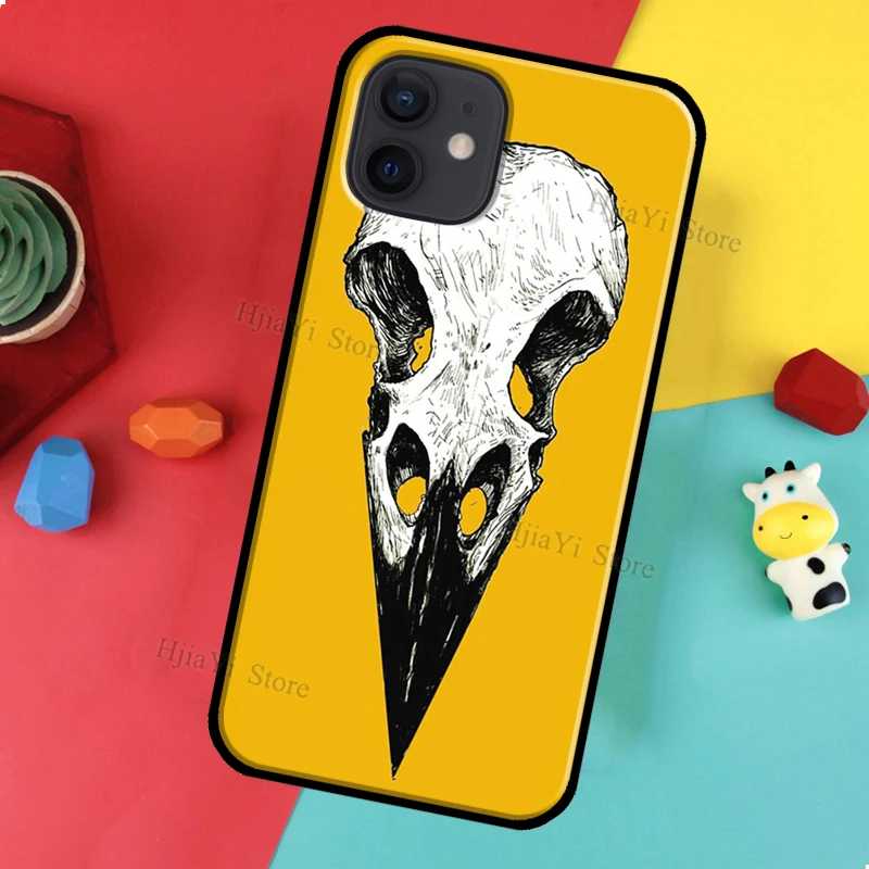 Raven Skull Soft TPU Cover For iPhone 16 15 XR X XS 11 14 12 13 Pro Max 12 Mini Plus Phone Case