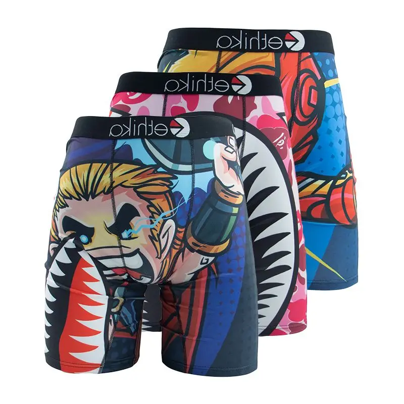 3Pcs Sexy Men Underwear Boxer Shorts Cueca Male Printed Panties Lingerie Men Underpants Boxershorts Plus Size Boxer Briefs XXXL