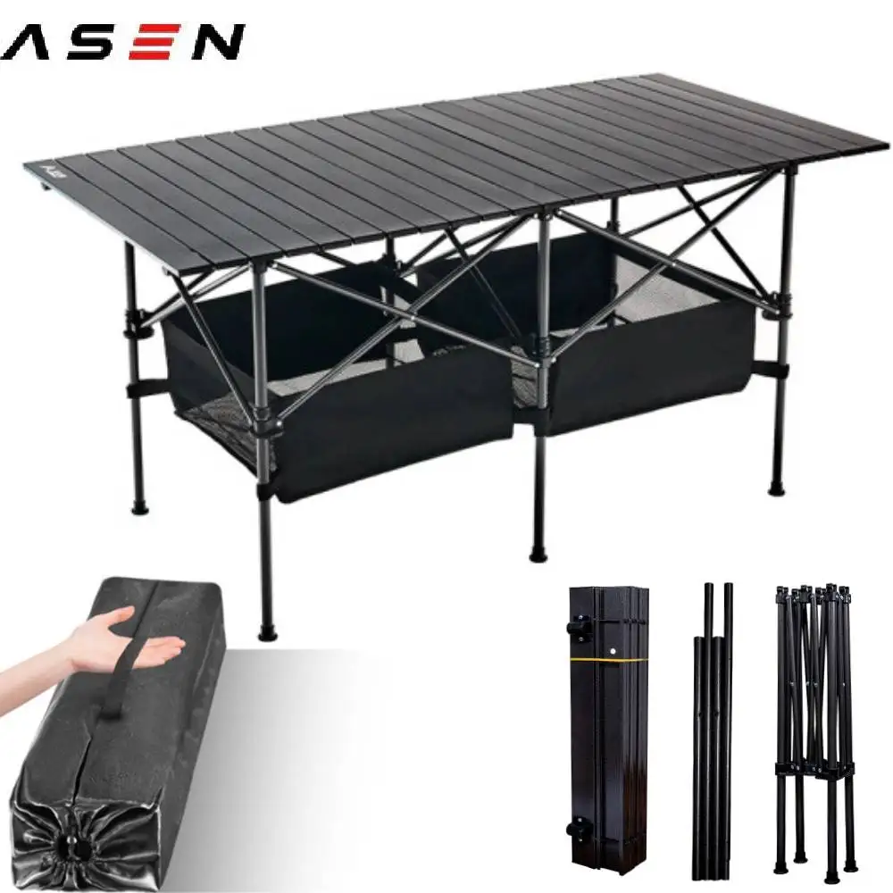 

Folding Portable Picnic Camping Table Roll-Up Table with Easy Carrying Bag Indoor Outdoor Aluminum Alloy BBQ Picnic Hiking Desk