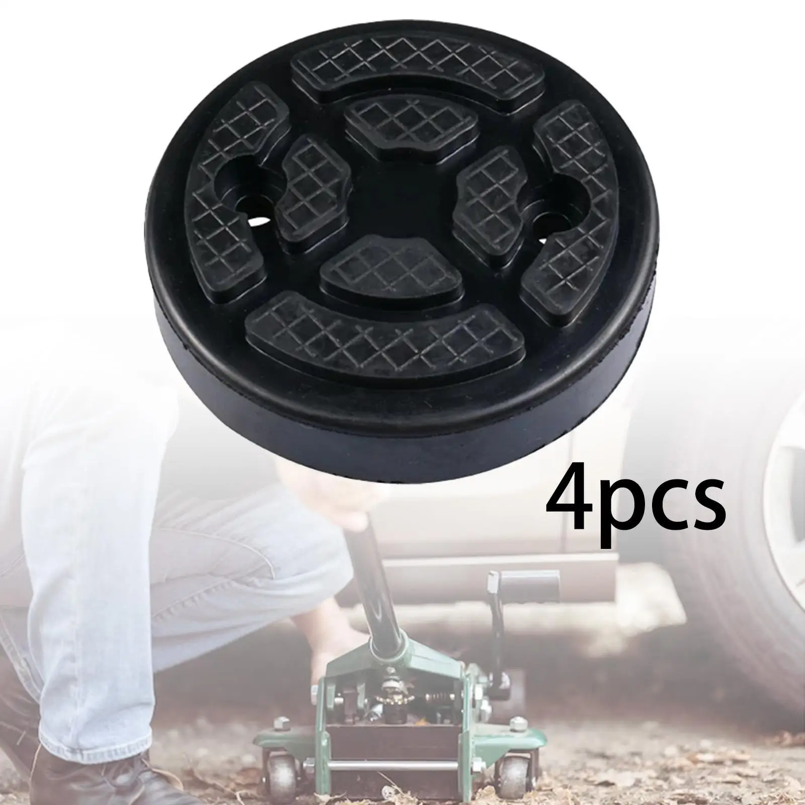 

4x Generic Car Jack Pads Black Inner Wire Rubber Pad Shock Absorbent Thick Lift Pads for Automotive Lifting Car