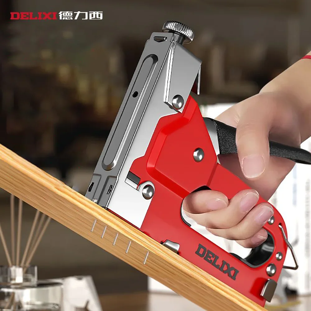 

Delixi Manual Nail Gun Heavy Duty Air Staplers Rivet Woodworking Pneumatic Nails Gun Upholstery Carpentry Stepler Nailing Tools