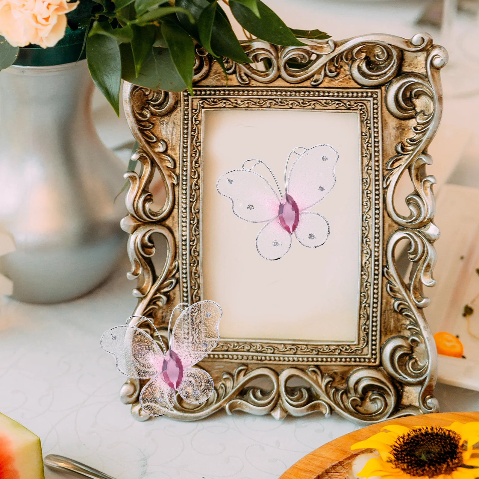 

50Pcs Metal Wire Mesh Butterflies Glitter Rhinestone Decor DIY Wedding Party Table Scatter Home Decoration Butterfly Decorations