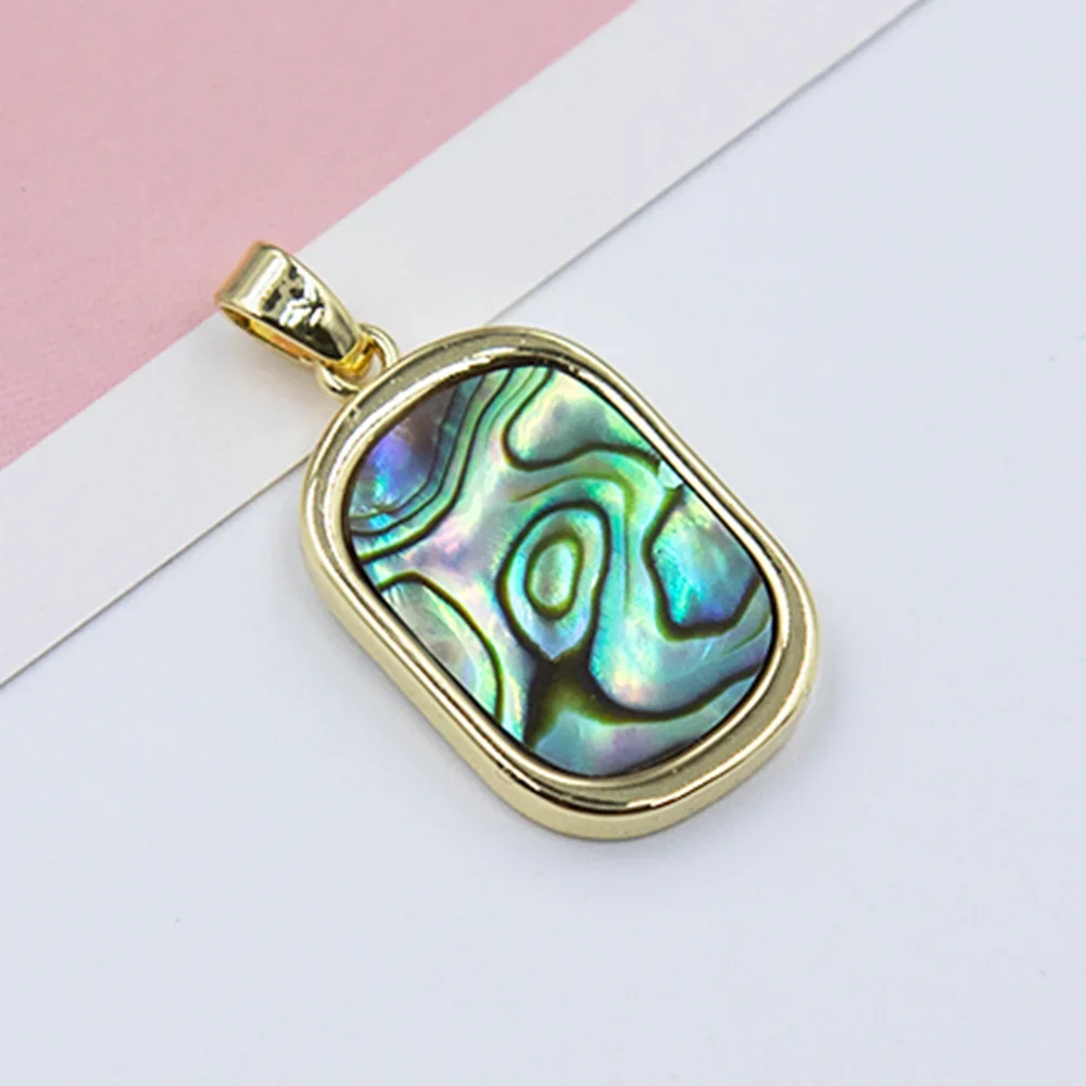 حار الوافدين الجدد 3 أحجام أذن البحر الطبيعية شل قلادة 13x21 مللي متر مستطيلة يمكن استخدامها مجوهرات DIY بها بنفسك النساء والرجال القلائد