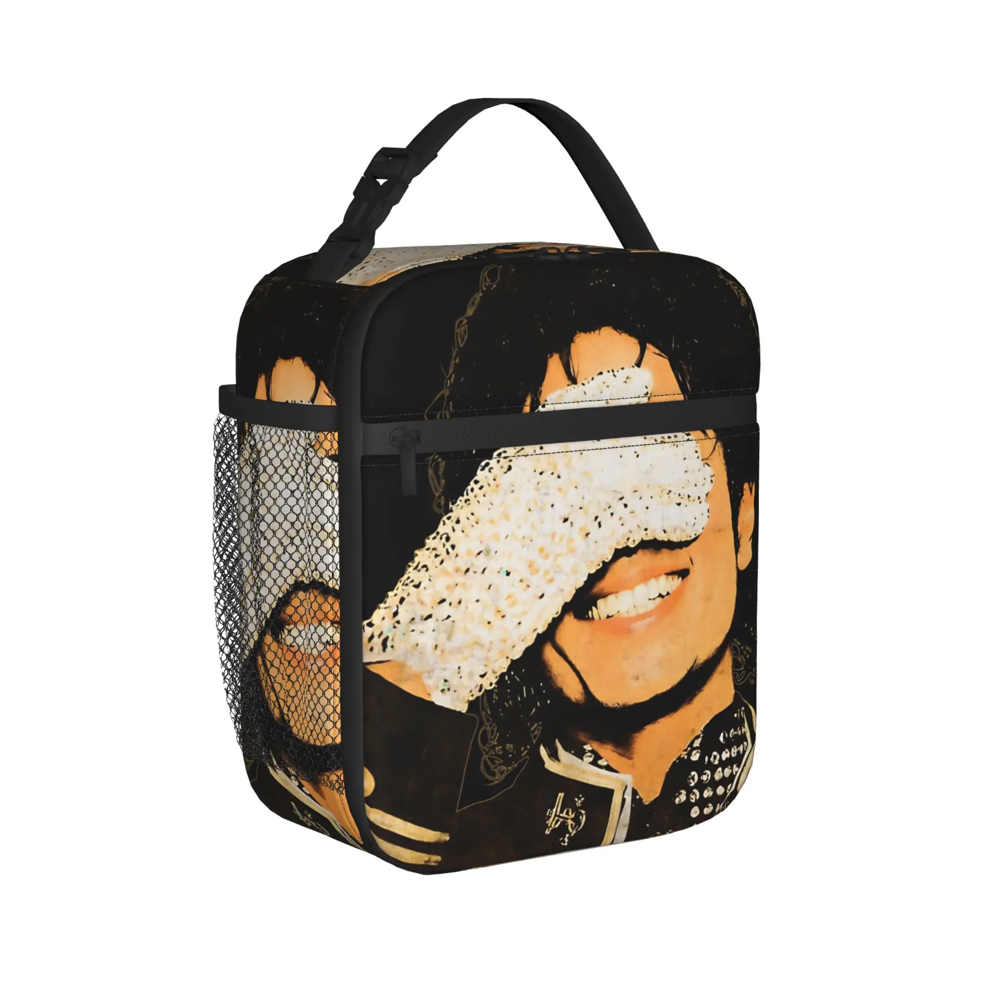 MJ king of pop Sparkling Glove Portrait Insulated Lunch Bags High Capacity Thermal Bag Lunch Box Tote Beach  Travel Food Handbag