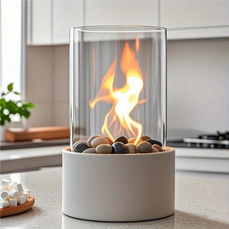 Mini chimenea de mesa portátil con adoquines para decoración moderna del hogar, regalo para cumpleaños, reuniones y bodas