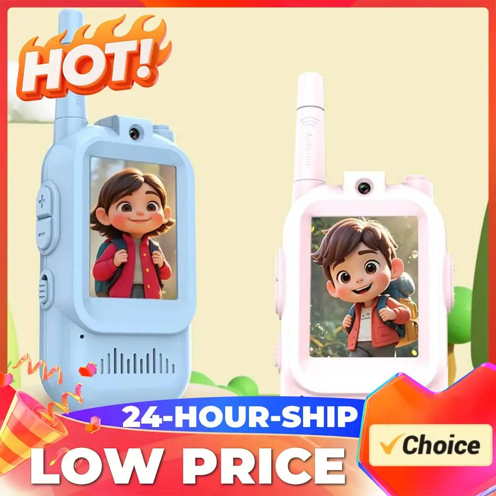 

Детские радиостанции с экраном, 2 шт., перезаряжаемые, с видеофункцией, подарки на Рождество и день рождения для мальчиков и девочек