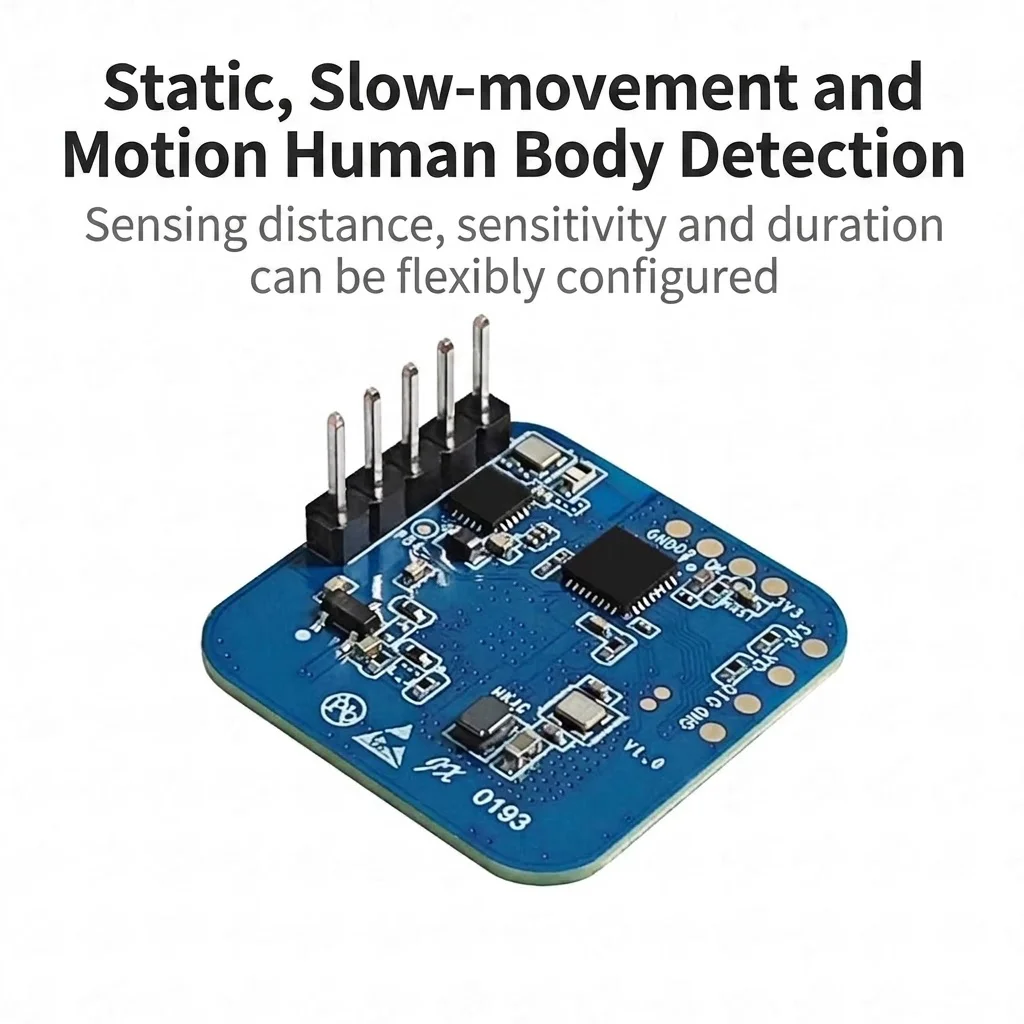 HLK-LD2410-AA 24GHz FMCW MMWave Radar Sensor Human Presence Micro Motion Static Detection Bluetooth APP 5V for Smart Home