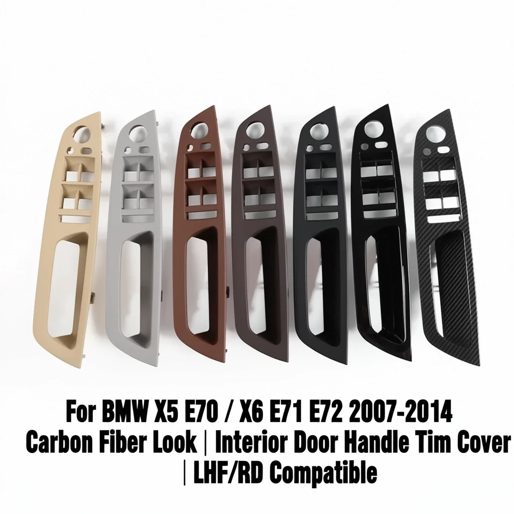 

Для BMW X5 E70/X6 E71 E72 2007-2014 левая/правая внутренняя дверная ручка, замена накладки, вид из углеродного волокна