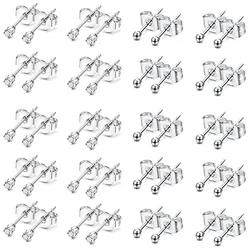 1 Pair/2pcs Tiny 2mm Stainless Steel Stud Earrings For Mens Womens CZ Round Ball Earrings Set Fashion