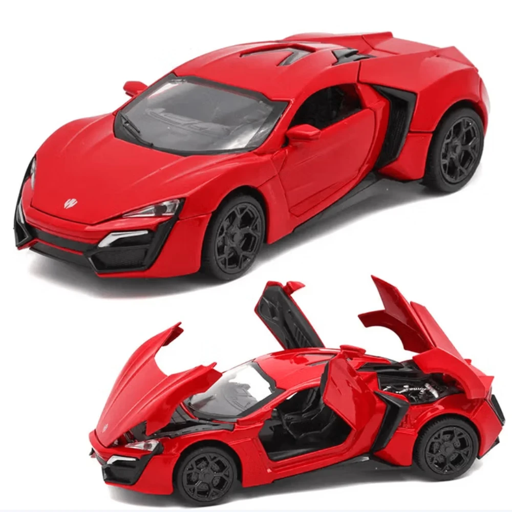 

1:32 Lykan сплав модель спортивного автомобиля литой под давлением металлические автомобили двери открывающиеся световые музыкальные миниатюрные модели офисный стол орнамент