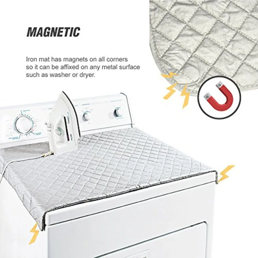Magnetic Ironing Mat Blanket, Iron Board Alternative Cover/Quilted Washer Dryer Heat Resistant Pad/Portable Cover/Mat Grey 33