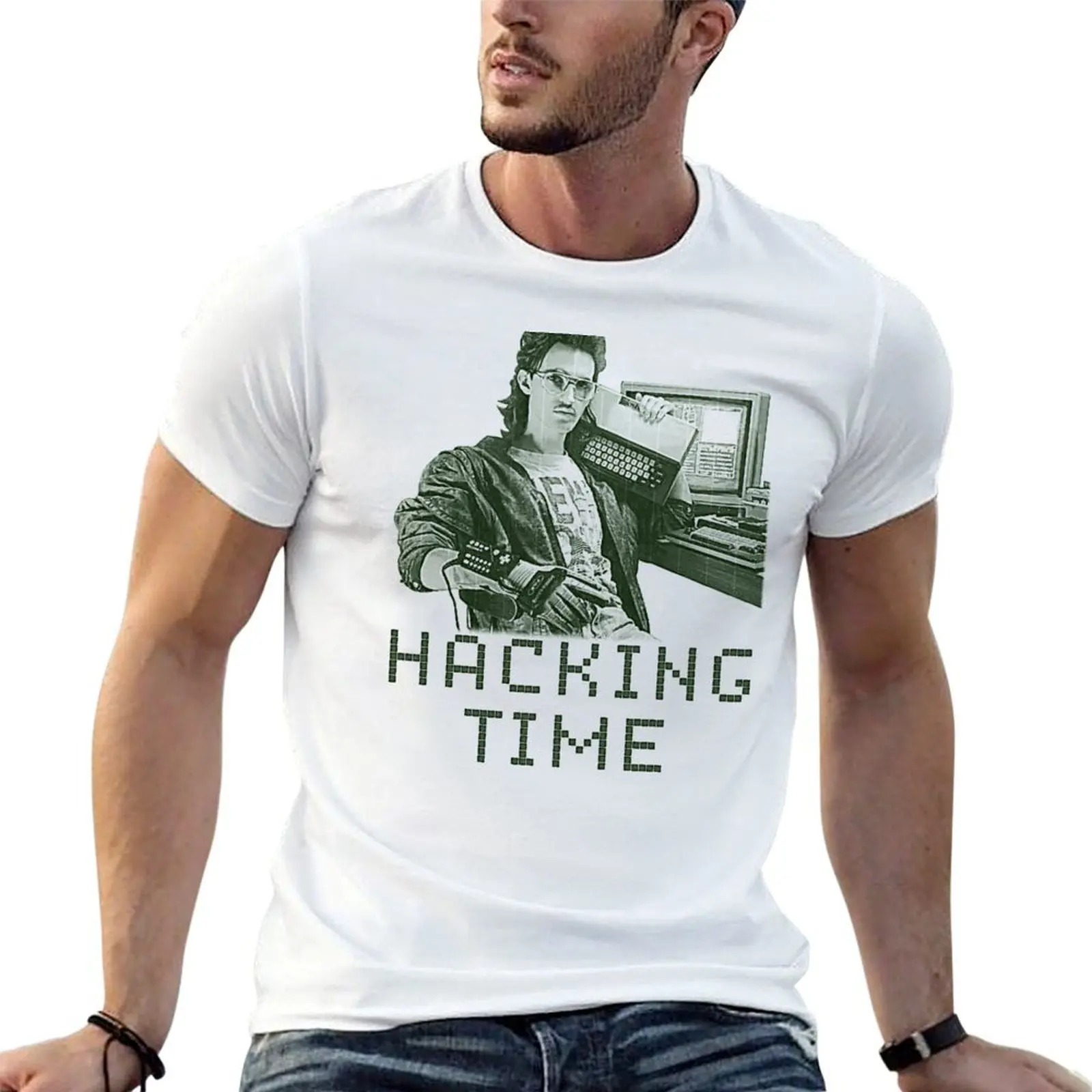 Hacking time T-Shirt man t shirt blue archive mens fashion