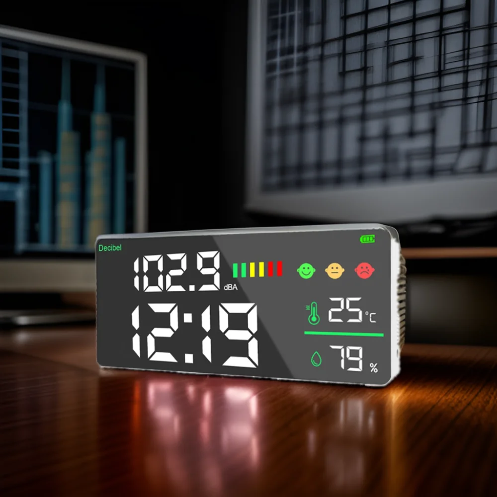 Dienmern DM165A Digital Decibel Meter Time Clock 30~130dBA Sound Level Noise Detector with LED Display Machine Use