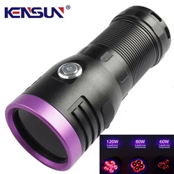 120W LED Lantern High Power 365NM UV Flashlight USB Rechargeable Black Mirror Purple Light Detection Torch Ultraviolet Lamp