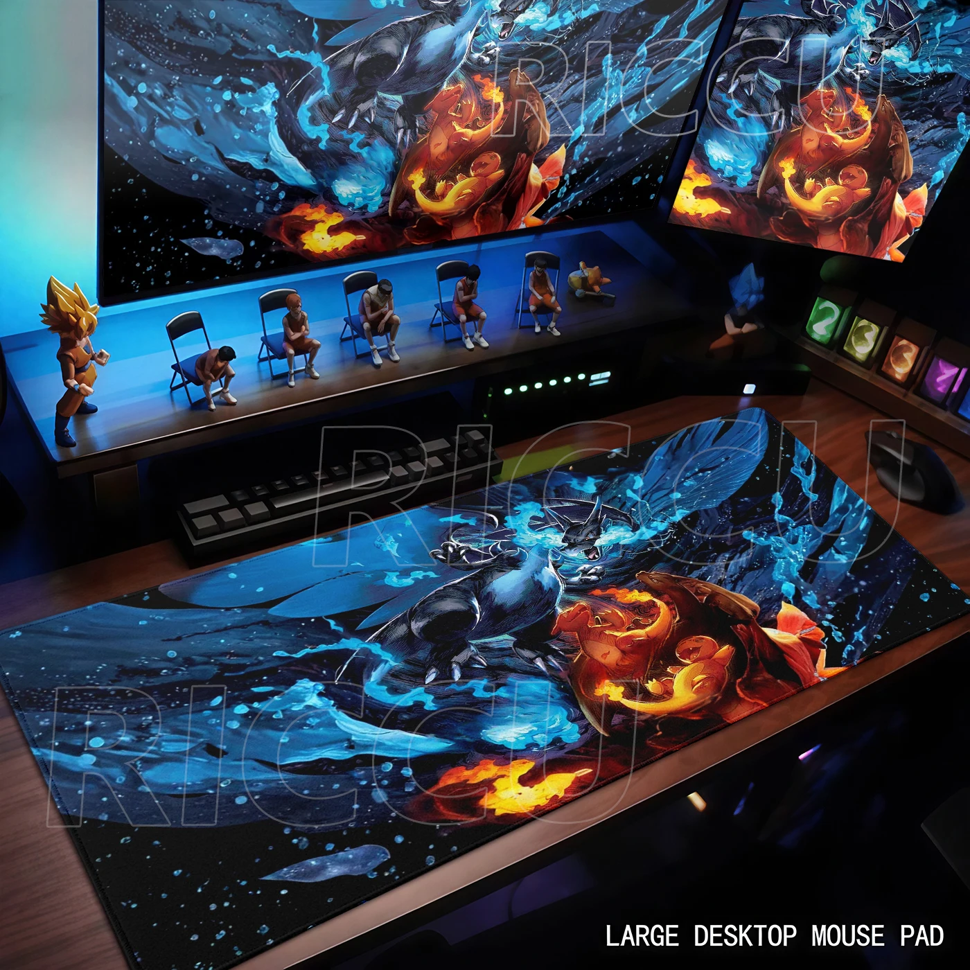 Gaming-Pads HD Anime Große Schreibtischunterlage Pokémon Tastatur-Verlängerungsunterlage Büro-PC-Zubehör Charizard XXL Gamer-Mauspad