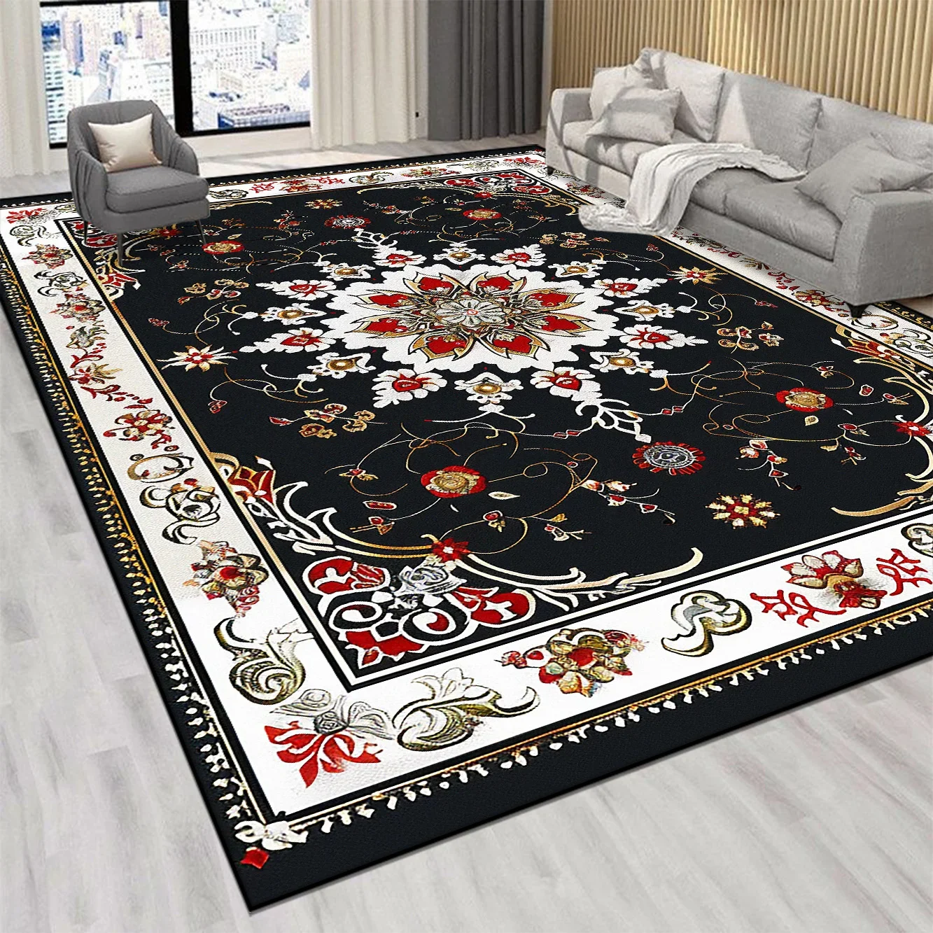 Persian Luxury Red Carpet Living Room Large Size Rug Non-slip Coffee Tables Mat Home Decoration Bedroom Lounge Rug Tapis Salon