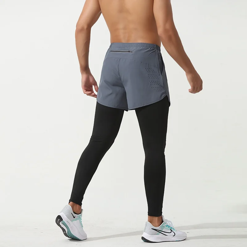 Hot Summer Essential Men's Running Tights Quick Dry Nylon Spandex Compression Seamless Crossfit Gym Leggings with Reflective