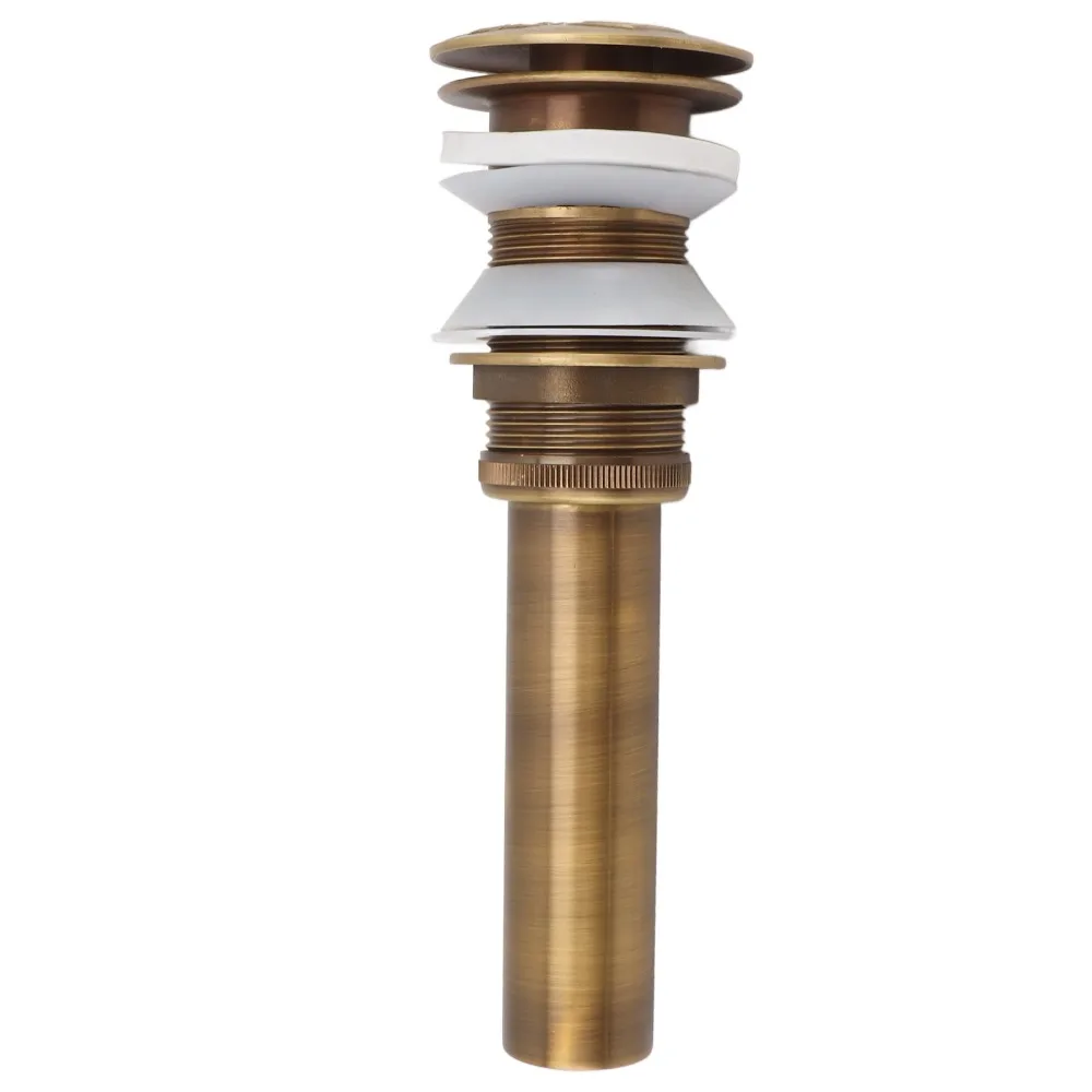 Brass Push Bounce Drain Stopper with Overflow Fits 41-50mm / 1.61-1.97in Sink Opening Diameter Push Bounce Sink Drain